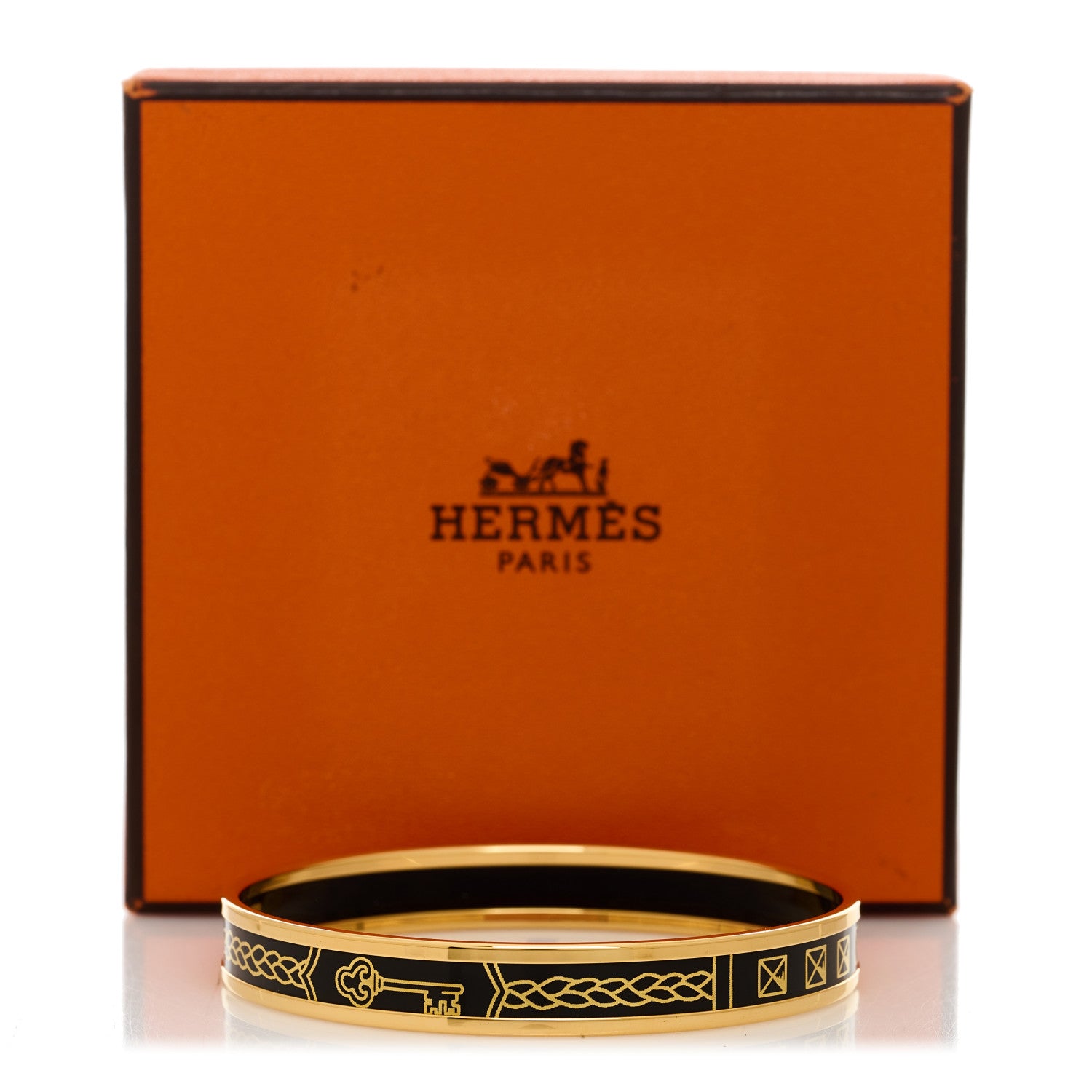 Hermes Enamel Printed Narrow Sellier Bracelet 70 Black 5 of 5