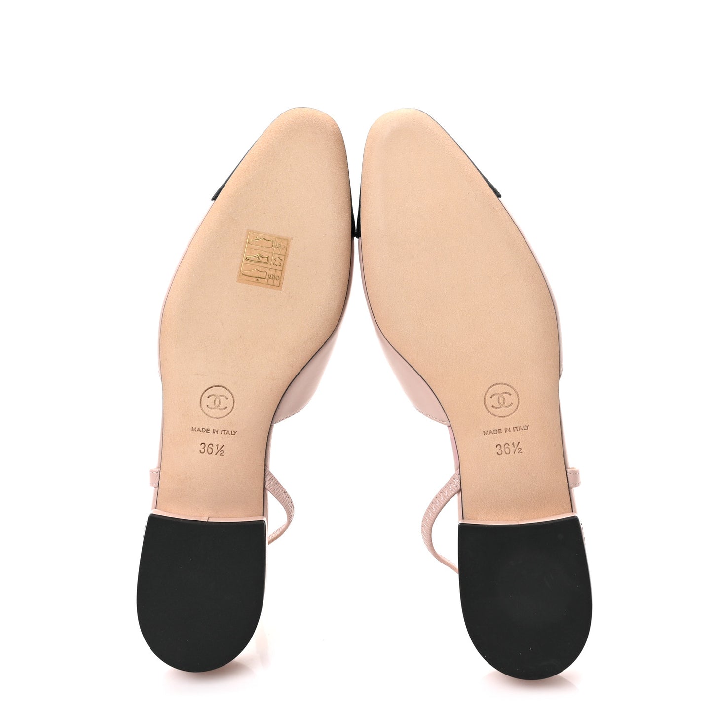 Lambskin Grosgrain Cap Toe CC Slingback Flats 36.5 Light Pink Black