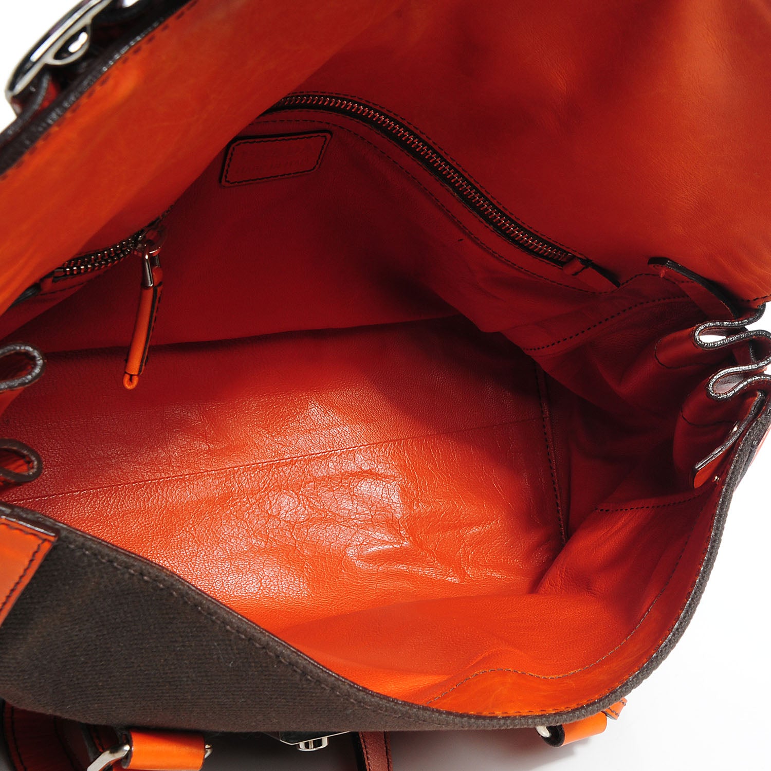 Prada Leather Canapa Shoulder Bag Papaya 5 of 9