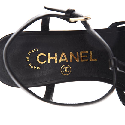 Chanel Calfskin Camellia Sandals 35.5 Black 7 of 8