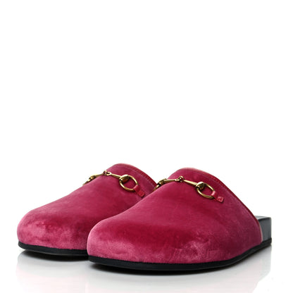 Gucci Softy Velvet Malaga Kid Womens Horsebit River Slippers 36.5 Light Raspberry Rose 3 of 8