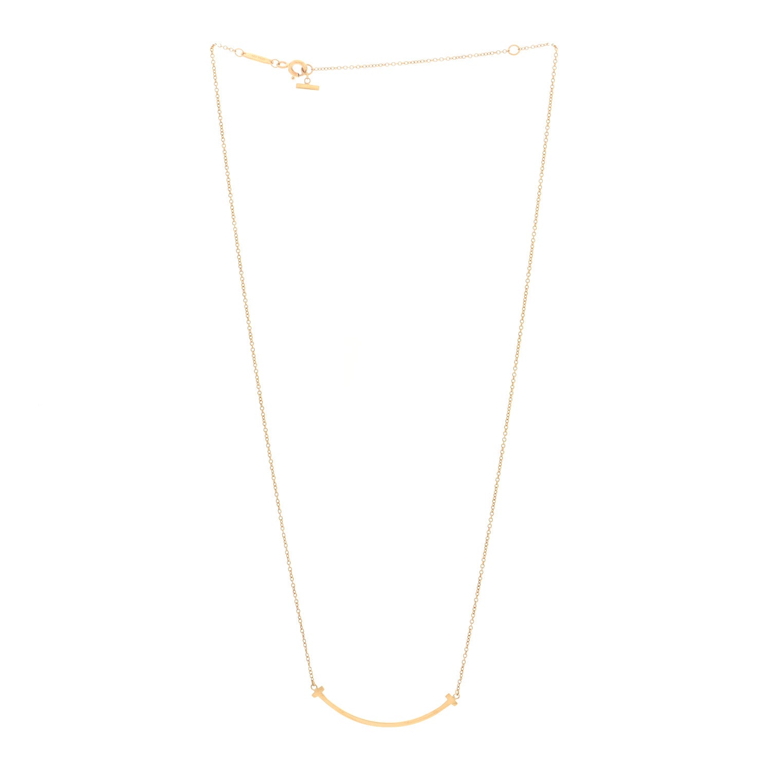 Tiffany 18K Yellow Gold Small T Smile Pendant Necklace 3 of 4