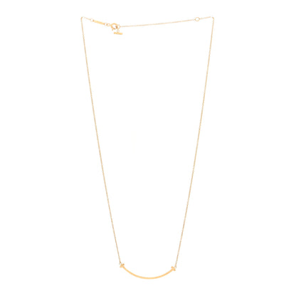 Tiffany 18K Yellow Gold Small T Smile Pendant Necklace 3 of 4