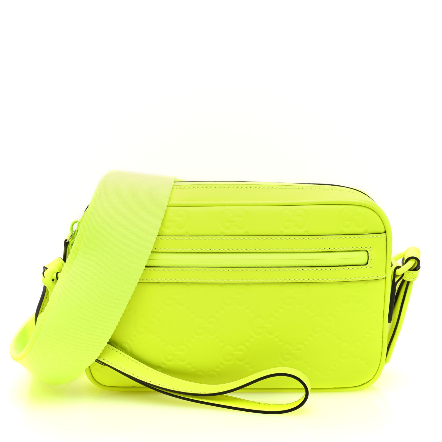 Gucci Rubber Effect Monogram GG Crossbody Bag Fluorescent Yellow 1 of 9