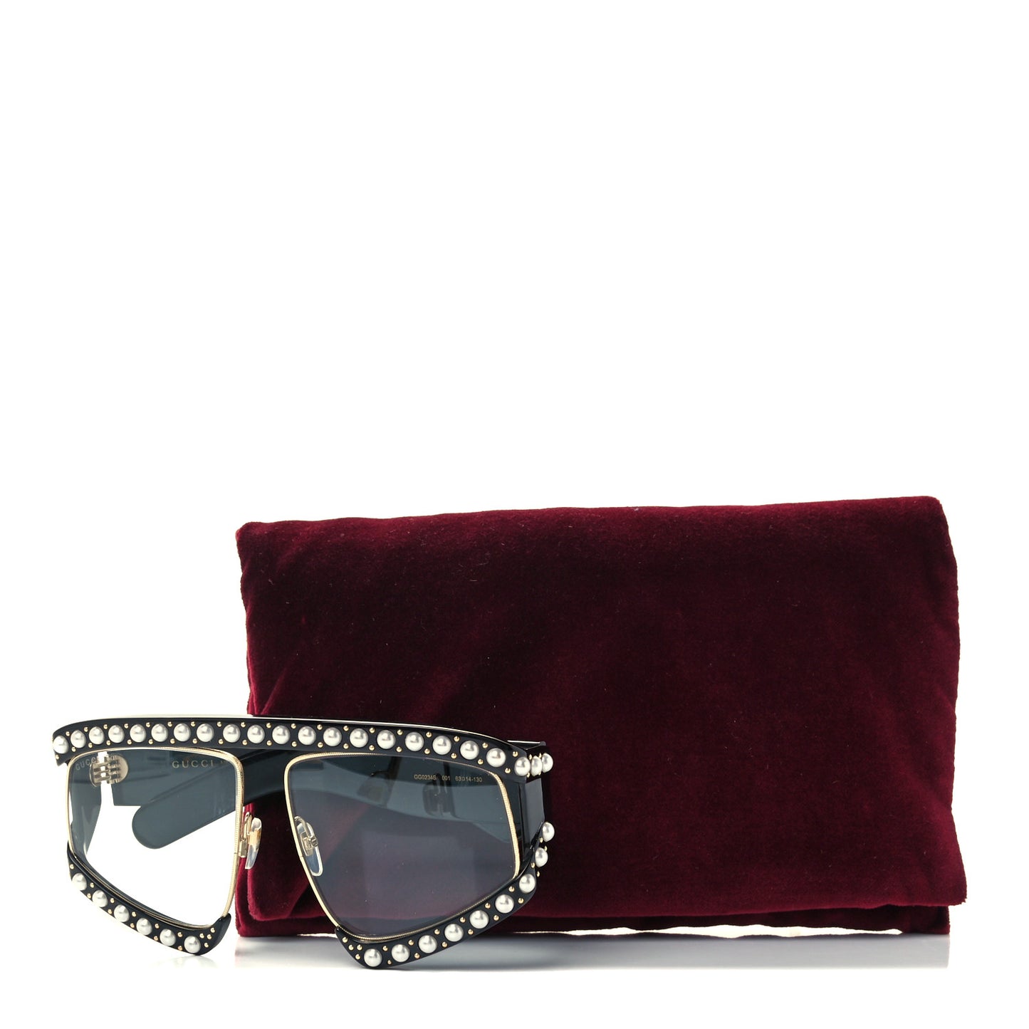 Acetate Pearl Rectangular Frame Sunglasses GG0234S Black