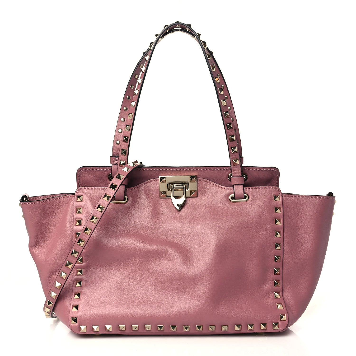 Valentino Garavani Vitello Small Rockstud Tote Antique Rose 1 of 8