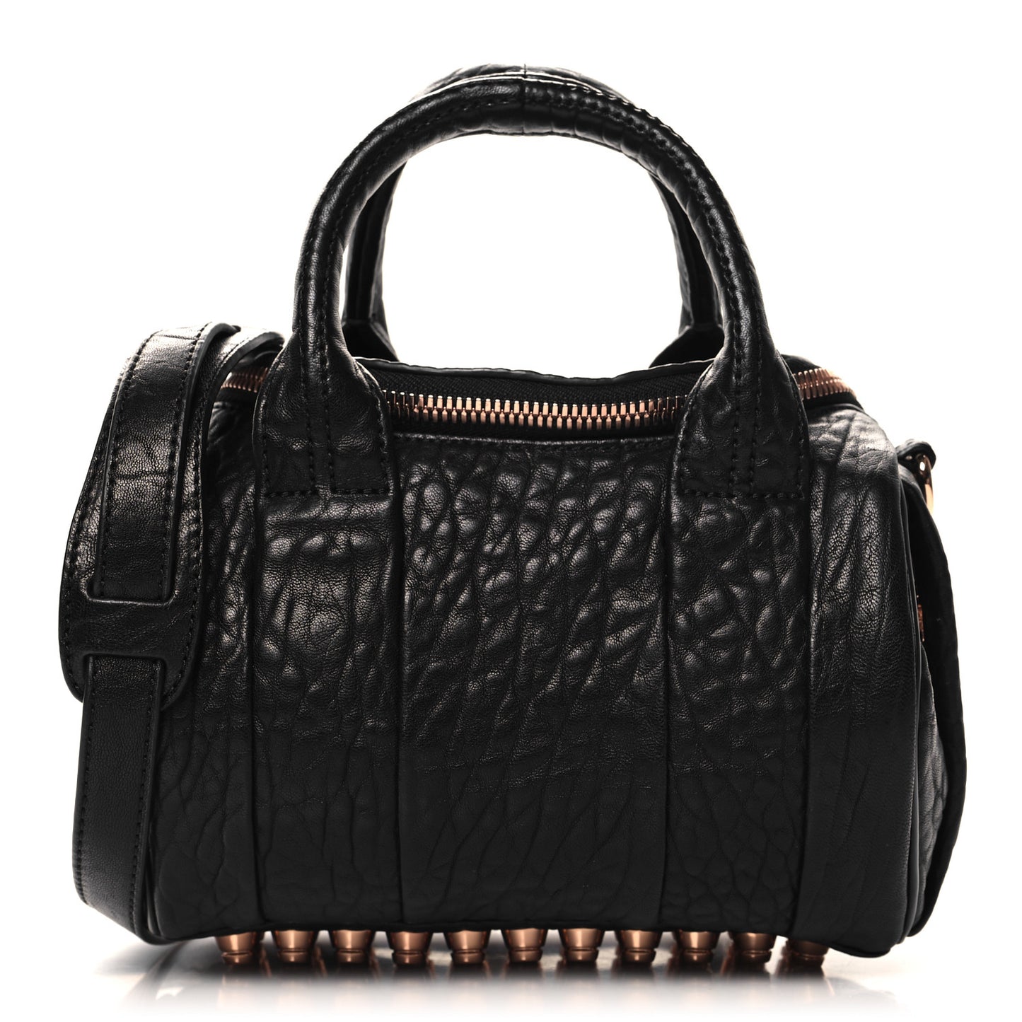 Pebbled Lambskin Mini Rockie Black Rose Gold Hardware