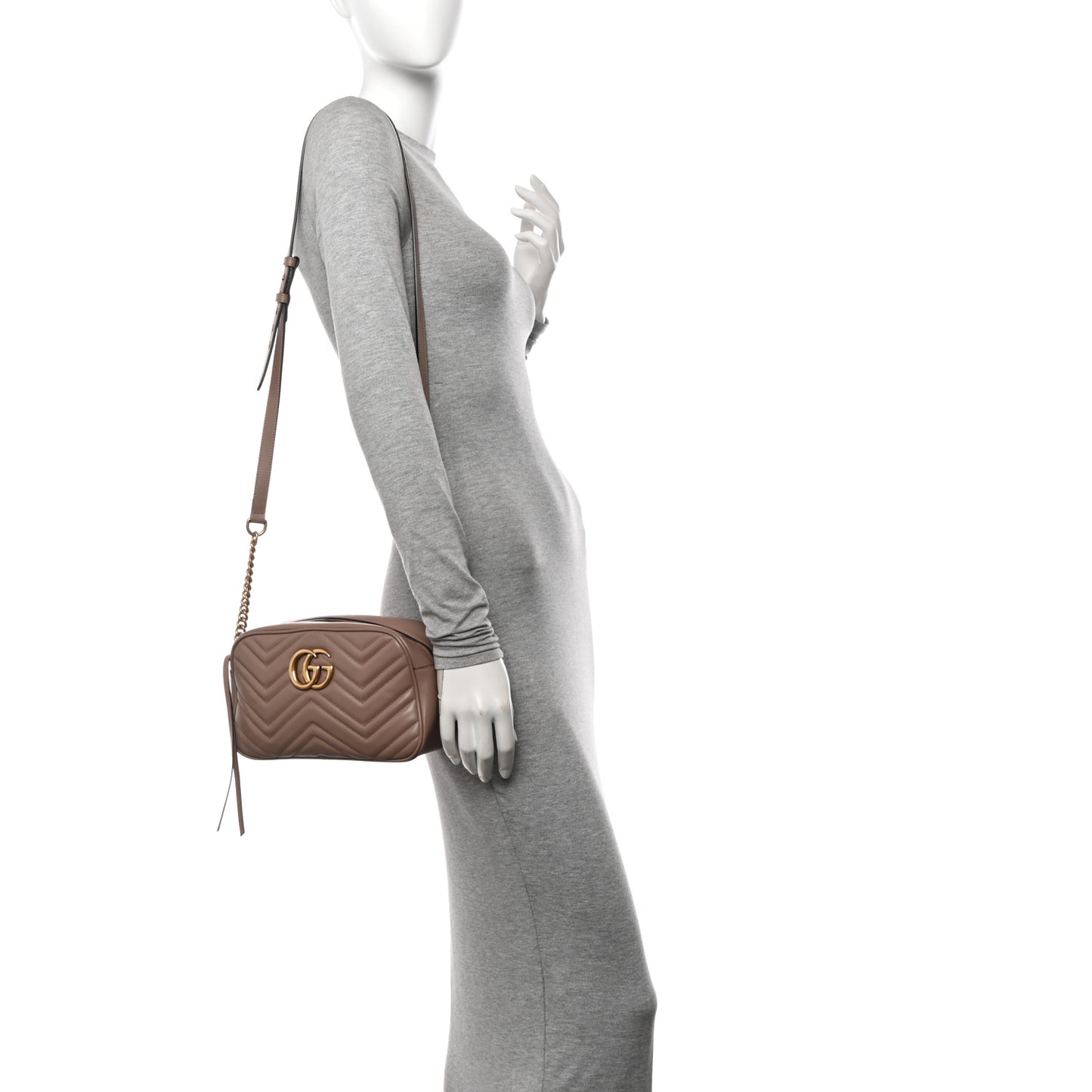 Calfskin Matelasse Small GG Marmont Chain Shoulder Bag Porcelain Rose