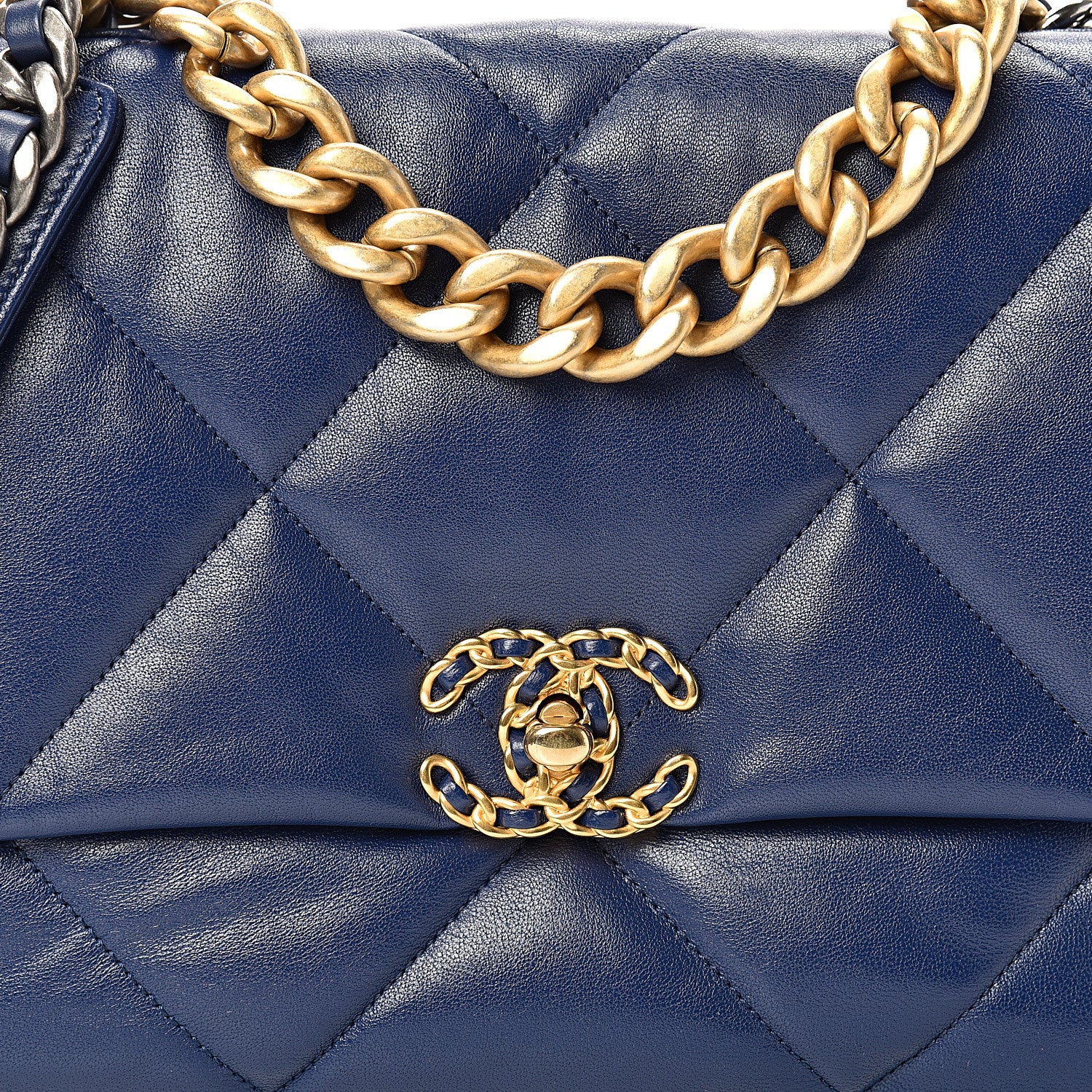 Chanel Goatskin Quilted Large 19 Flap Navy Blue 7 of 10