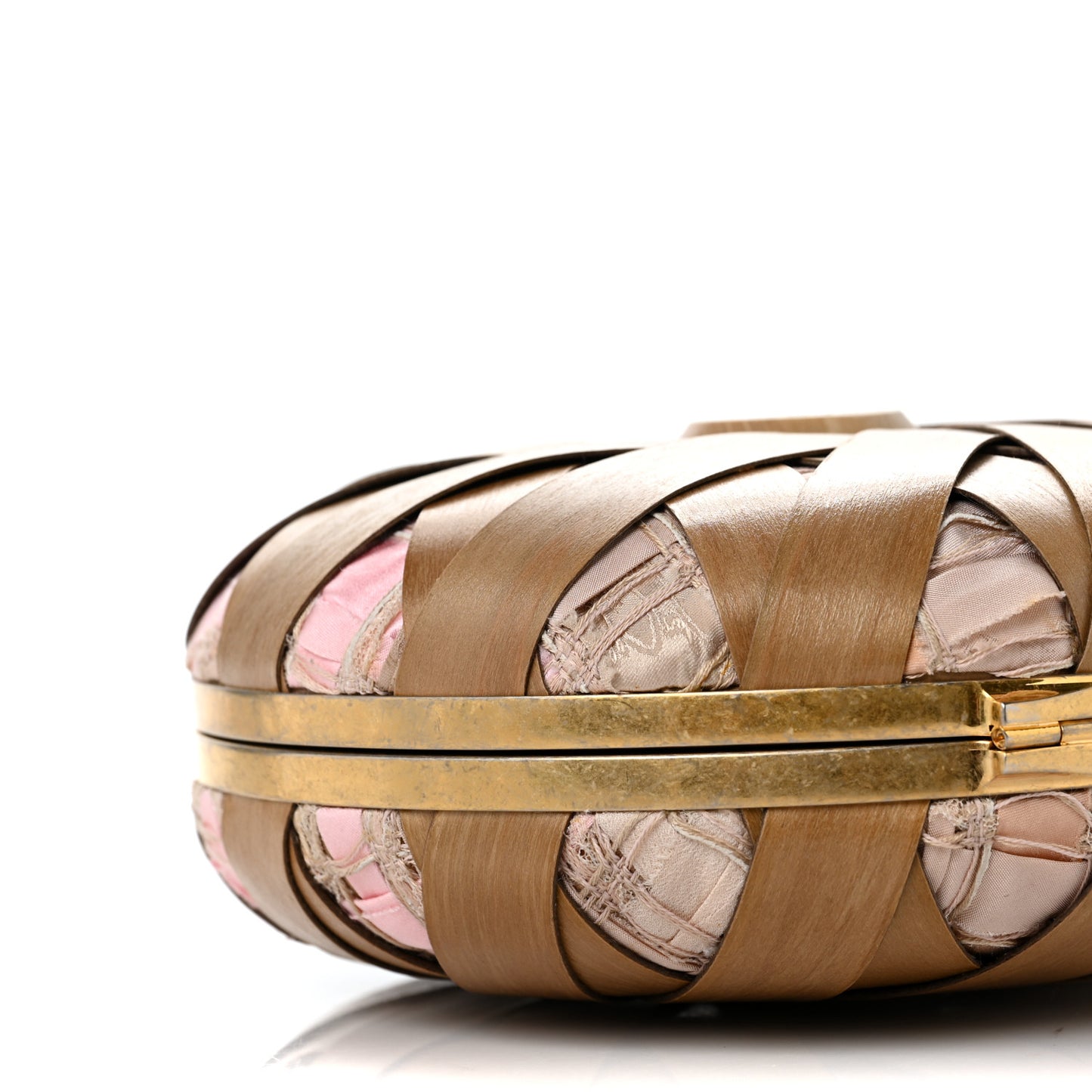 Wood CC Havana Minaudiere Clutch Light Beige Salmon Pink