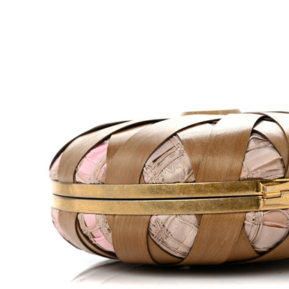 Chanel Wood CC Havana Minaudiere Clutch Light Beige Salmon Pink 7 of 8