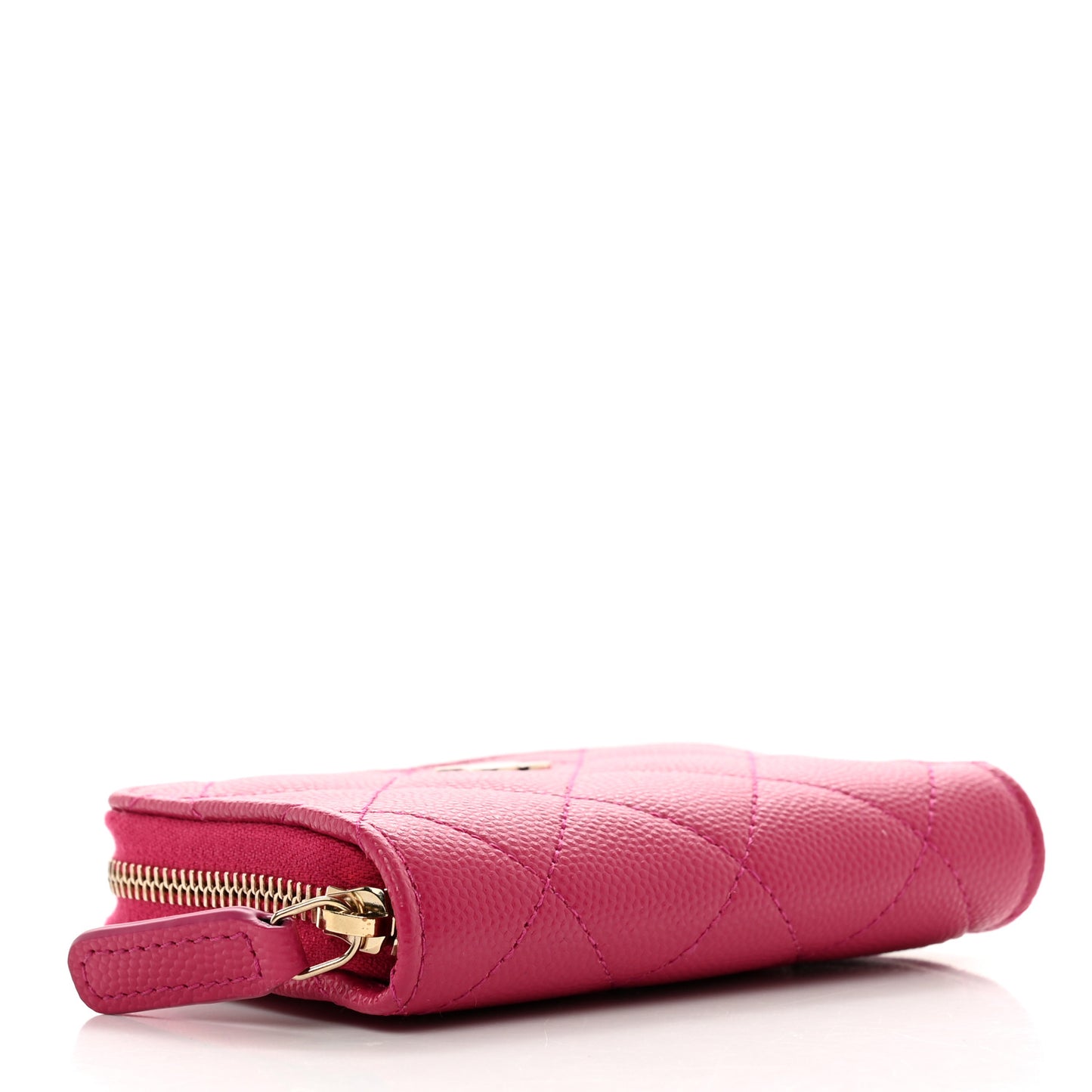 Caviar Quilted Zip Around Coin Purse Dark Pink