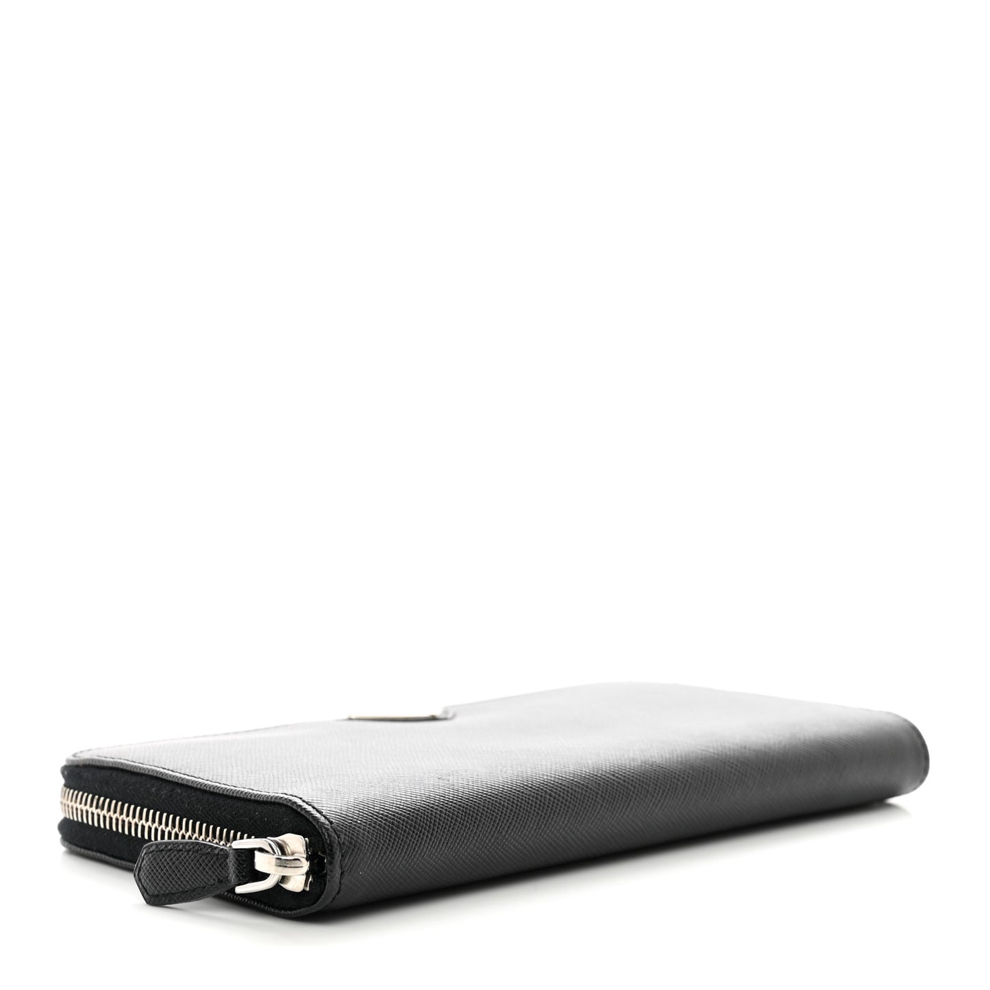 Saffiano Triangle Zip Around Wallet Black