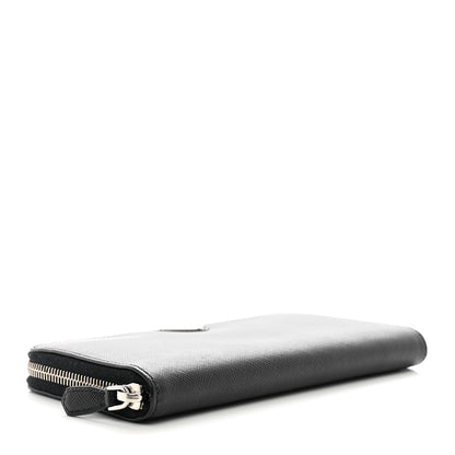 Prada Saffiano Triangle Zip Around Wallet Black 4 of 7