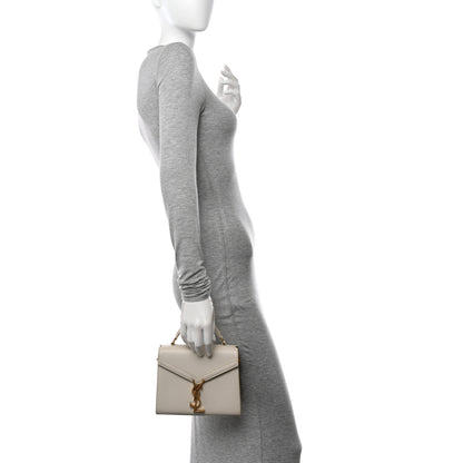 Saint Laurent Grain de Poudre Mini Classic Monogram Cassandra Top Handle Vintage White 3 of 11
