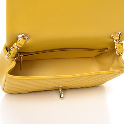 Chanel Lambskin Chevron Quilted Mini Rectangular Flap Yellow 5 of 7