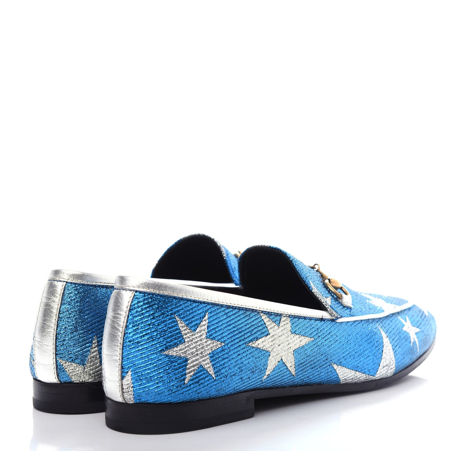 Lurex Calfskin Starry Sky Womens Jordaan Loafers 40.5 Bluette Silver