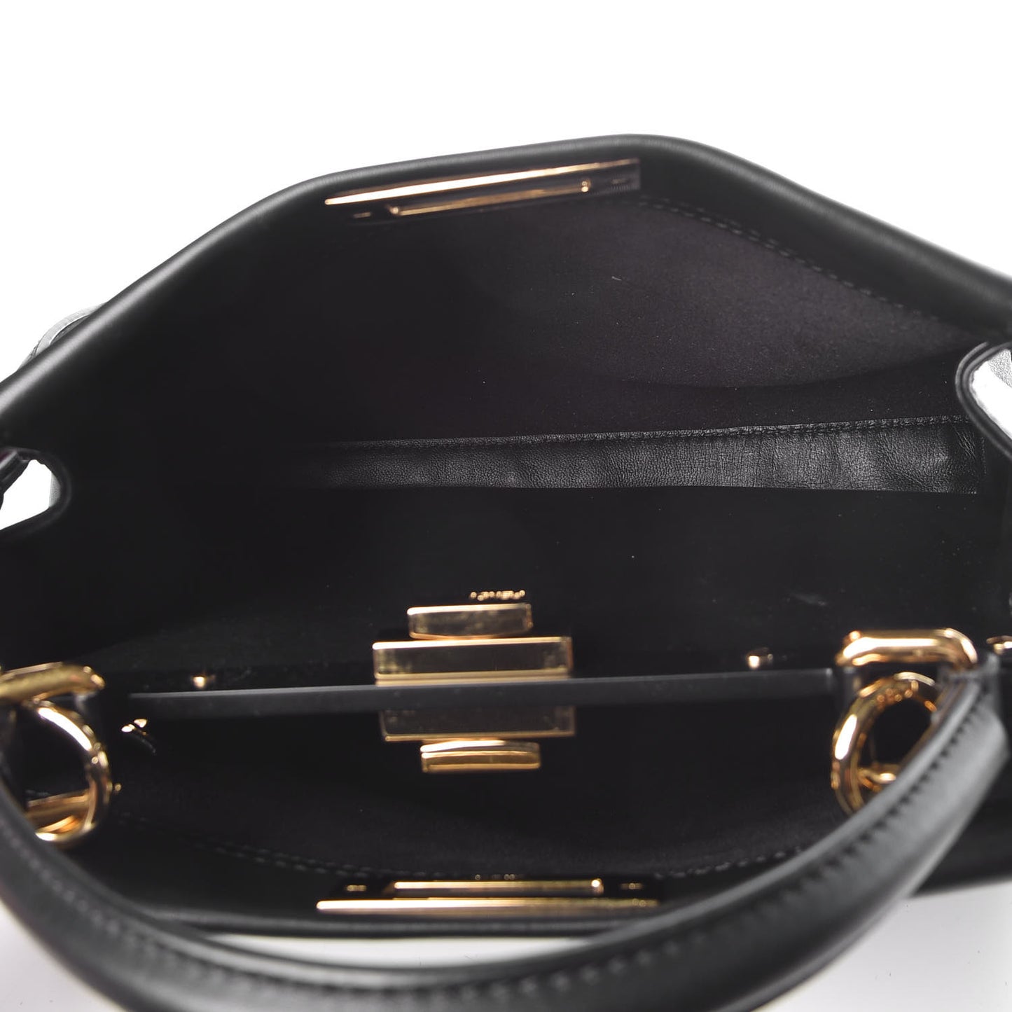 Vitello Seta Shiny Nappa Medium Peekaboo Iconic Satchel Black