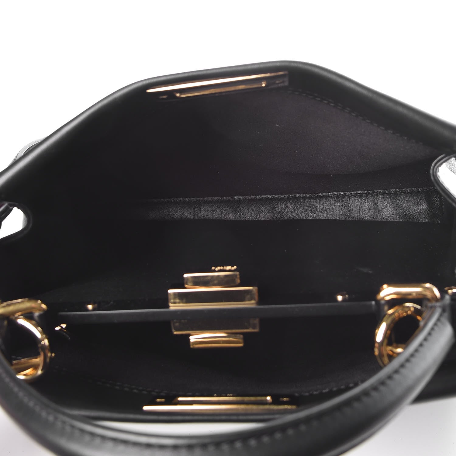 Fendi Vitello Seta Shiny Nappa Medium Peekaboo Iconic Satchel Black 6 of 9