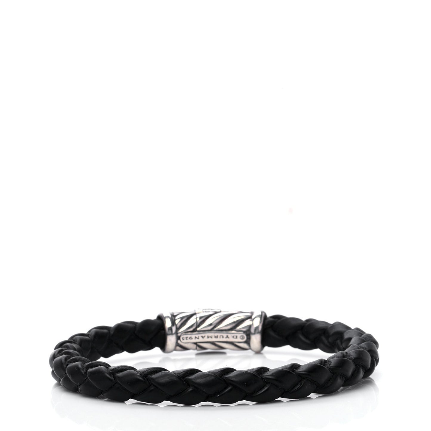 Sterling Silver Rubber 8mm Chevron Weave Bracelet Black