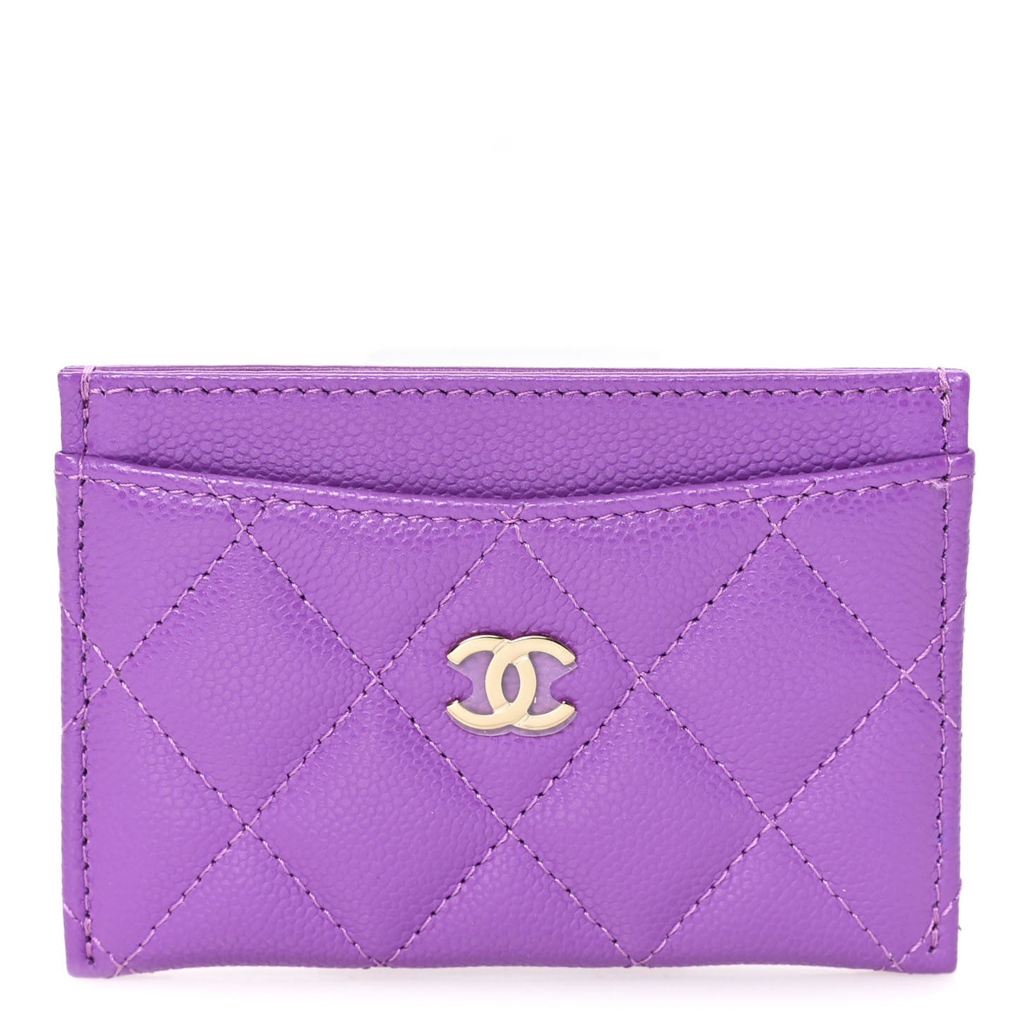 Chanel Caviar Quilted Card Holder Purple 1 of 8