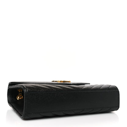 Saint Laurent Grain De Poudre Matelasse Chevron Medium Monogram Satchel Black 4 of 8