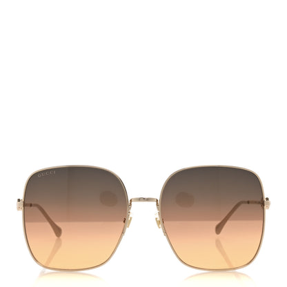 Gucci Metal Horsebit Square Sunglasses GG0879S Gold 2 of 8