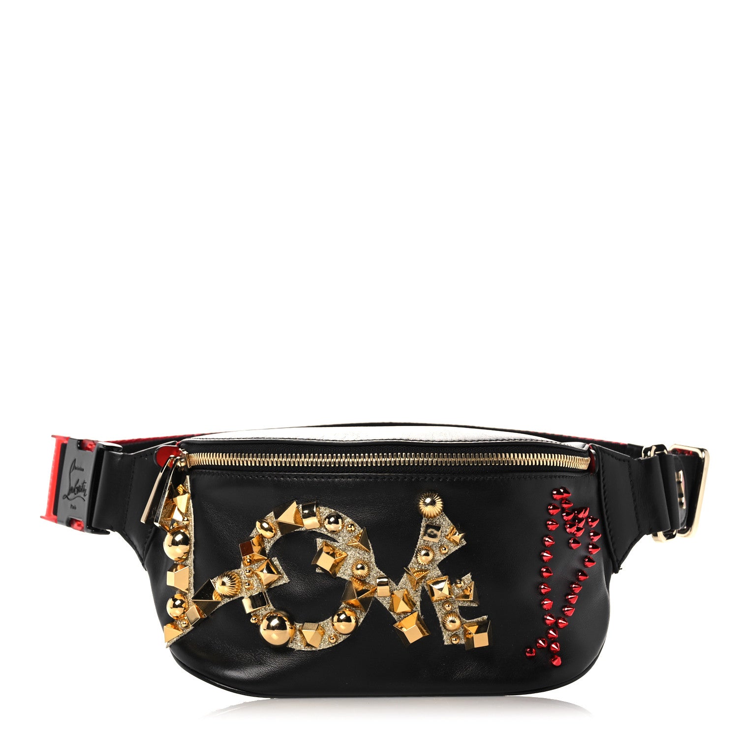 Christian Louboutin Calfskin Marie Jane Love Belt Bag Black Platine 1 of 8