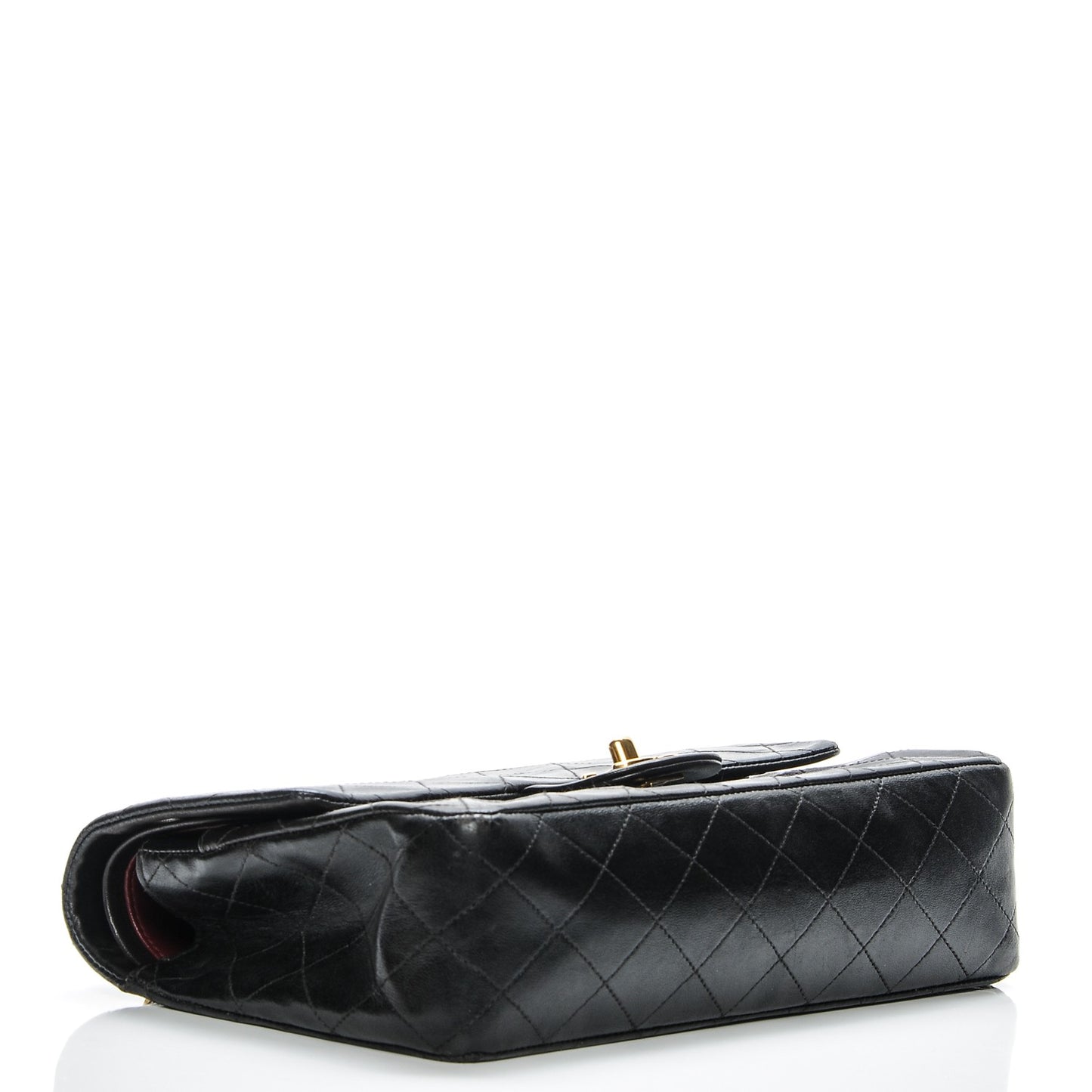 Lambskin Quilted Medium Double Flap Black
