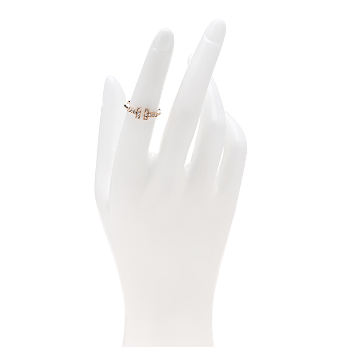 18K Rose Gold Diamond T Wire Ring 50 5.5