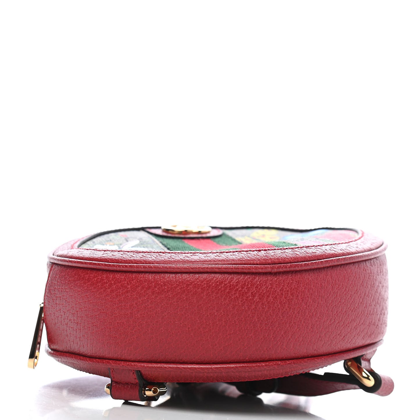 GG Supreme Monogram Web Flora Mini Ophidia Round Backpack Red