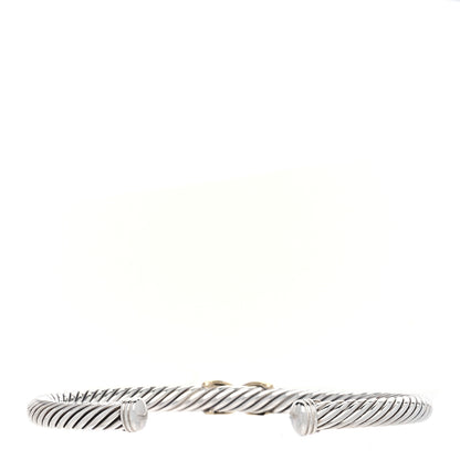 David Yurman Sterling Silver 14K Yellow Gold 5mm X Station Cable Bracelet 3 of 5