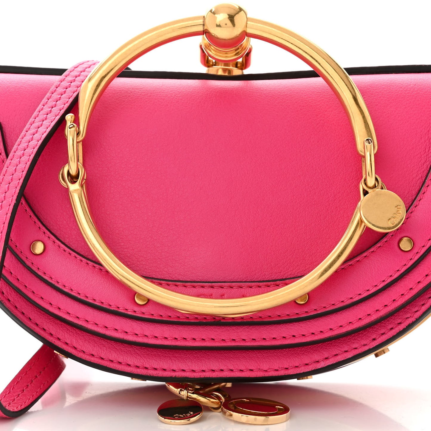 Calfskin Small Nile Bracelet Minaudiere Bag Fuchsia Rose