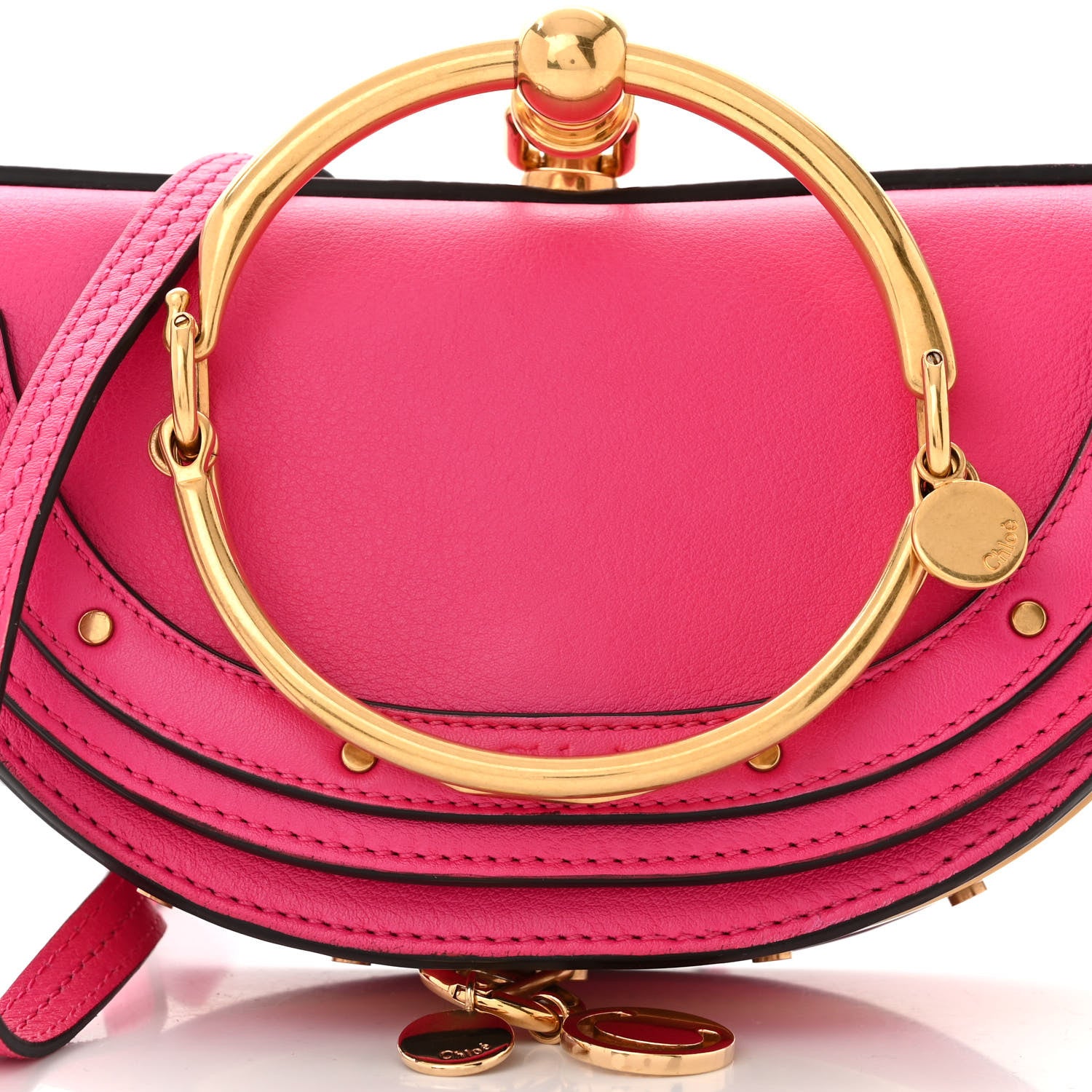 Chloe Calfskin Small Nile Bracelet Minaudiere Bag Fuchsia Rose 9 of 11