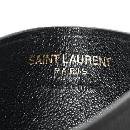 Saint Laurent Grain De Poudre Matelasse Chevron Monogram Credit Card Case Black 6 of 7