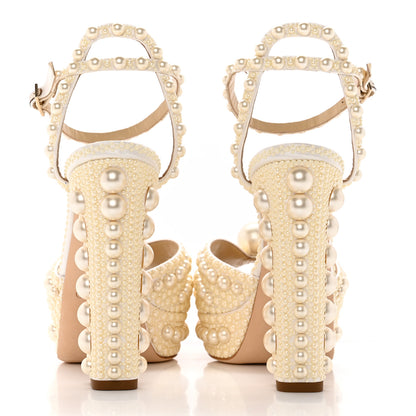 Jimmy Choo Pearl Satin Sacaria 120 Sandals 40 White 5 of 15