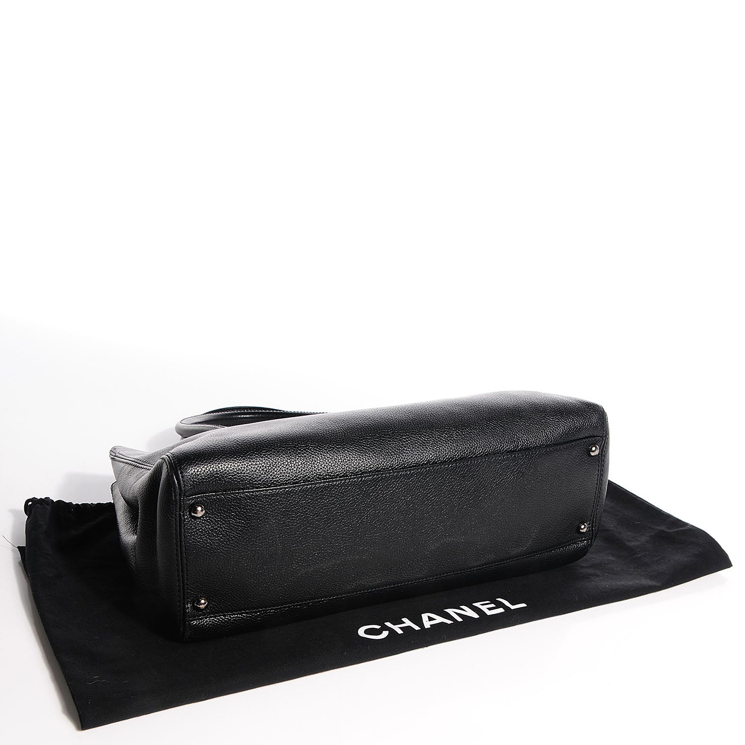 Chanel Calfskin Mademoiselle Lock Cerf Shopper Tote Black 4 of 8