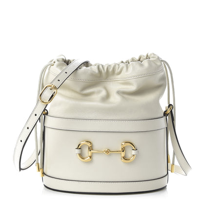 Gucci Azalea Sakai Calfskin Horsebit 1955 Drawstring Bucket Bag Mystic White 1 of 10