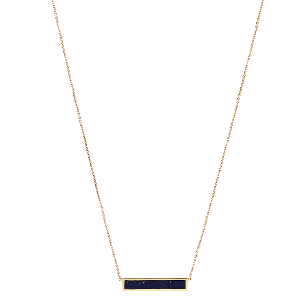 Jennifer Meyer 18K Yellow Gold Lapis Lazuli Bar Pendant Necklace 1 of 7