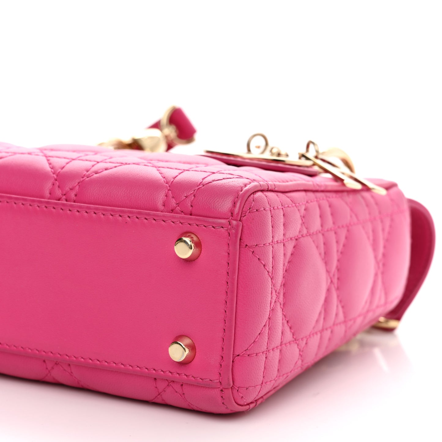 Lambskin Cannage Mini Lady Dior Fuchsia
