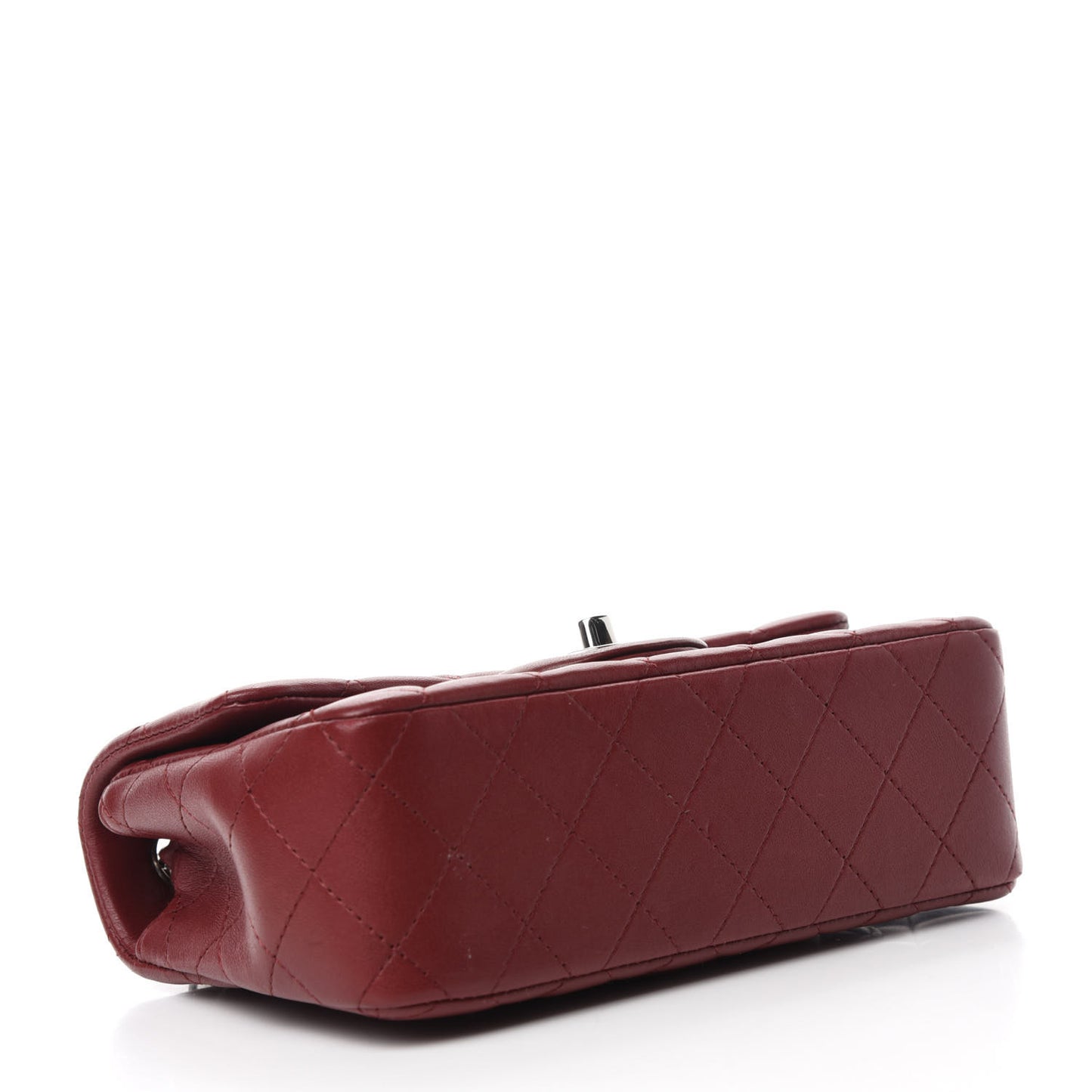 Lambskin Quilted Mini Rectangular Flap Burgundy