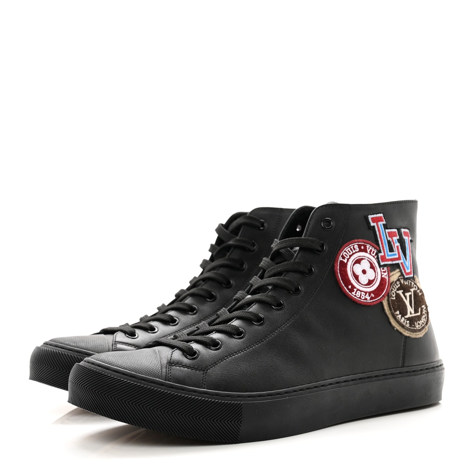Louis Vuitton Calfskin LV League Tattoo Sneaker Boots 8 Black 3 of 8