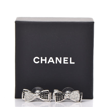 Chanel Crystal CC Bow Earrings Black Silver 5 of 5