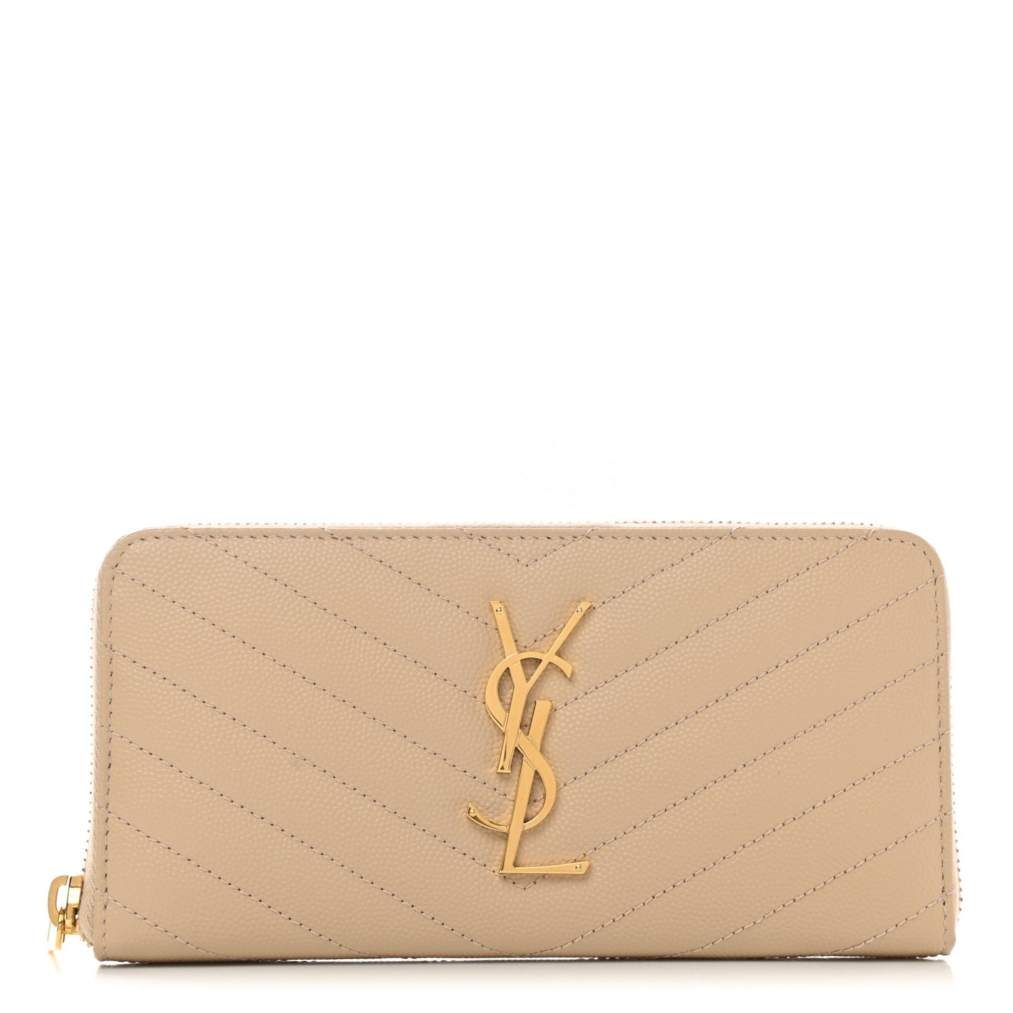 Grain De Poudre Matelasse Chevron Monogram Zip Around Wallet Nude