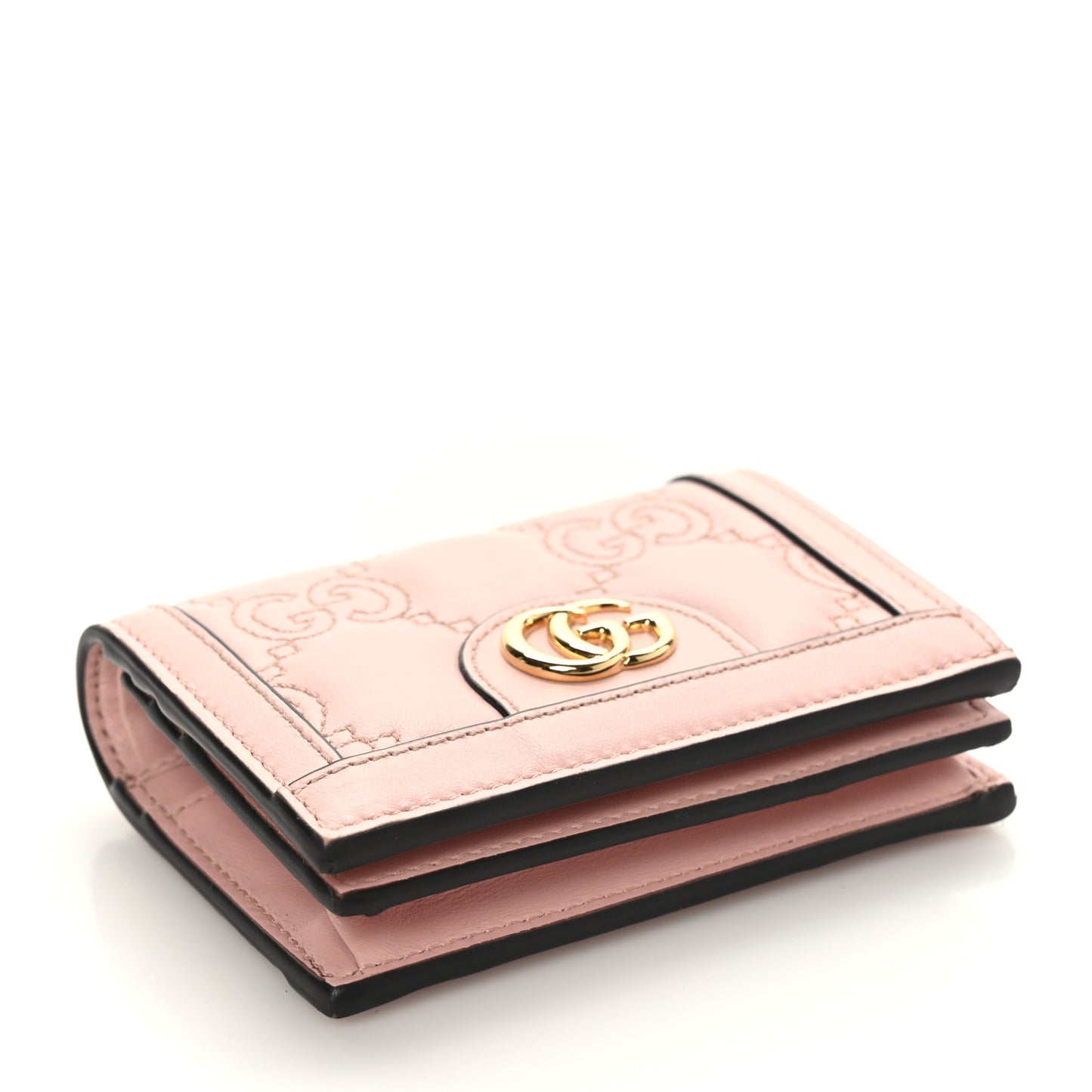Calfskin GG Matelasse Card Case Wallet Perfect Pink
