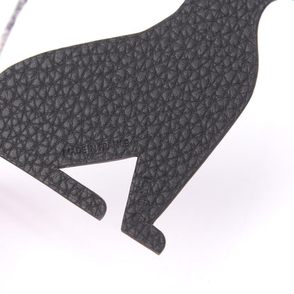 Hermes Togo Epsom Petit H Sitting Dog Bag Charm Rouge Casaque Black 3 of 5