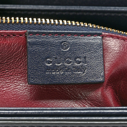 Gucci Vintage Rice Canvas Plutone Calfskin Horsebit 1955 Shoulder Bag Beige Blue 6 of 9