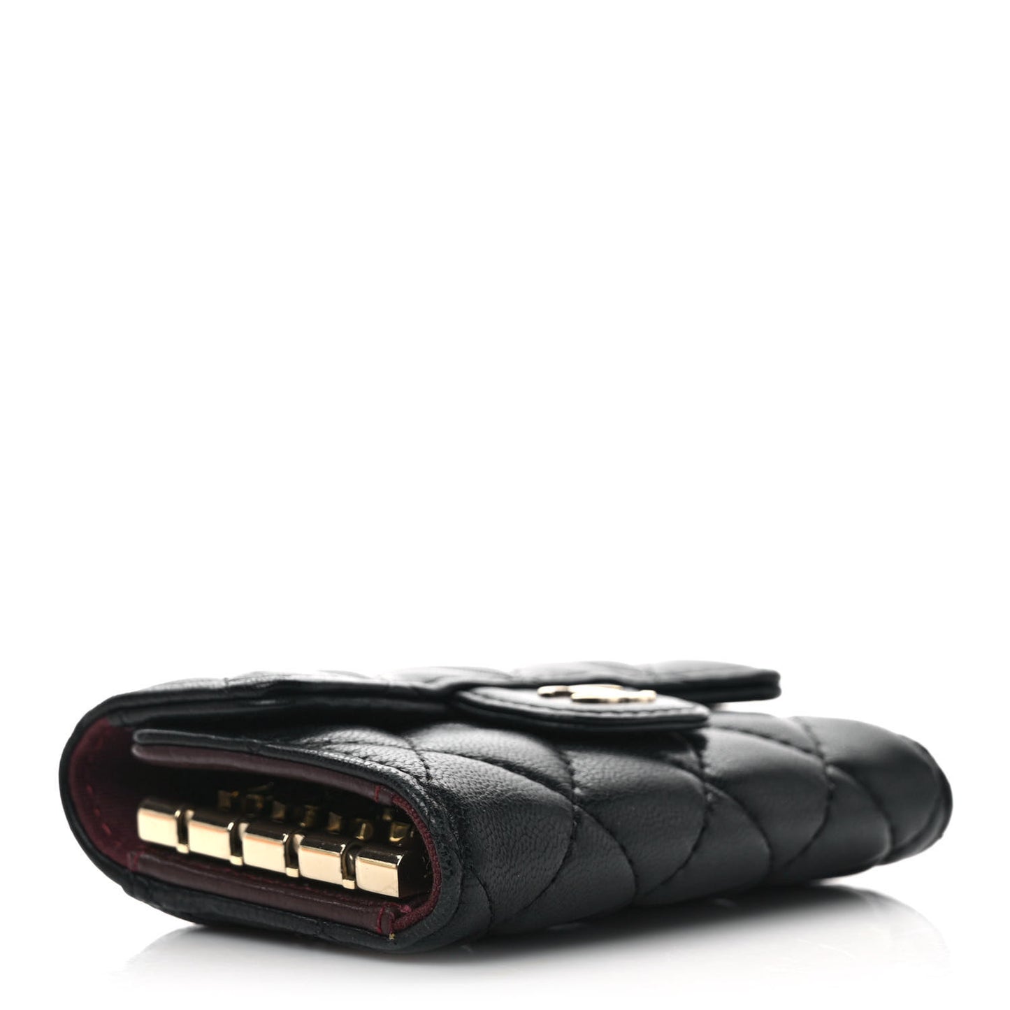 Lambskin Quilted 4 Key Holder Black
