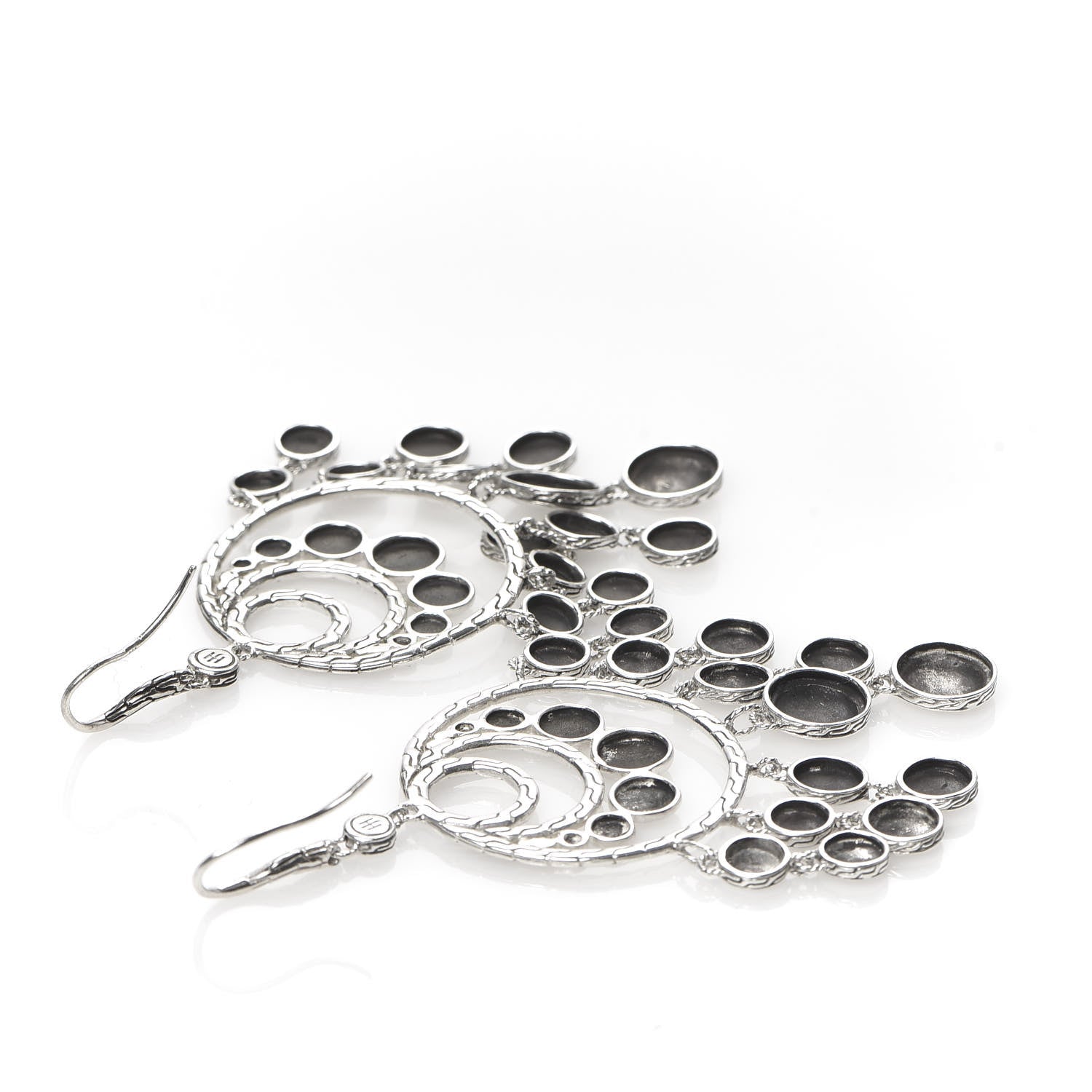 John Hardy Sterling Silver Palu Hammered Disc Chandelier Earrings 3 of 4