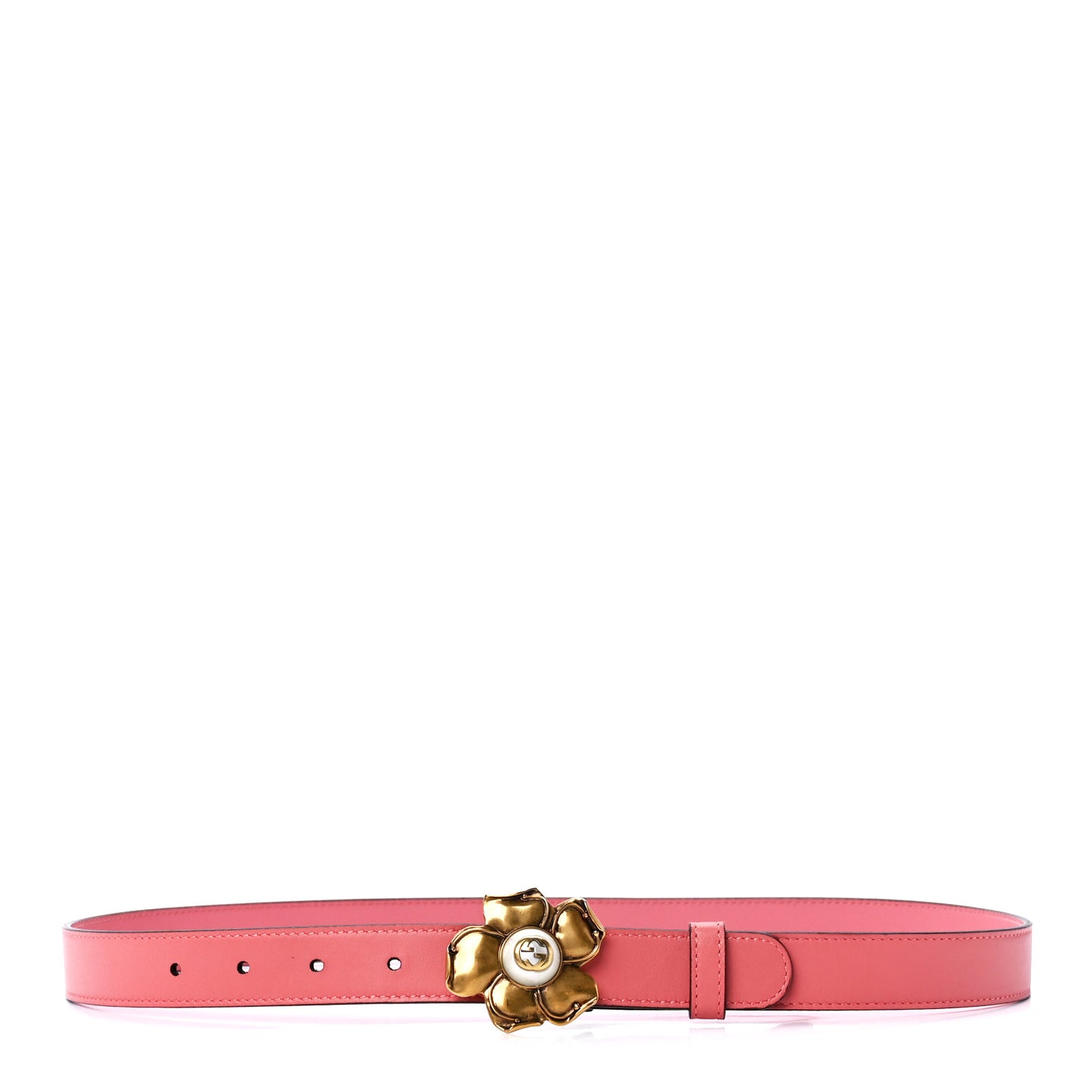 Calfskin Metal Flower Interlocking G Belt 85 34 Pink